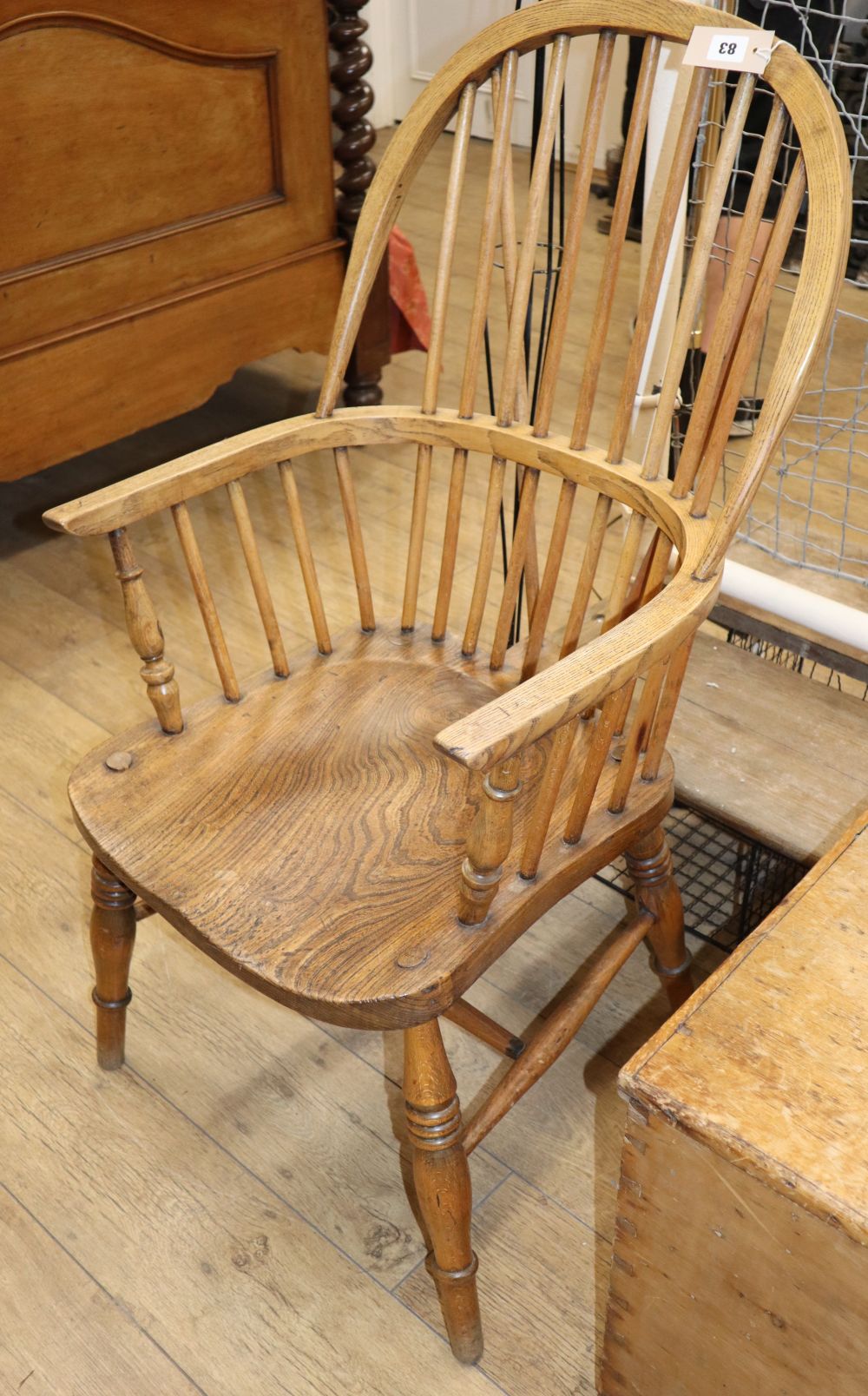 An ash and elm Windsor comb back armchair